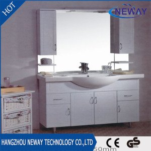 High Quality Floor Standing PVC Mirror Bathroom Cabinet
